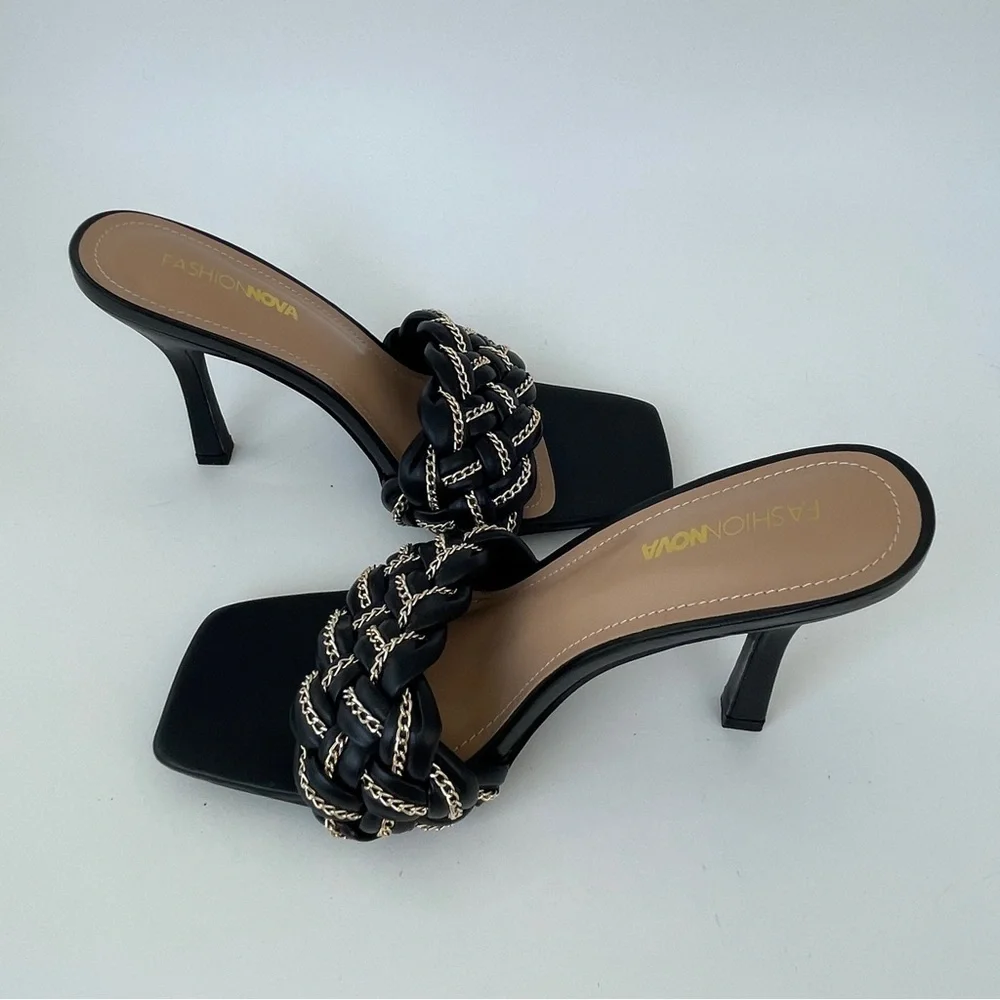 Fashion Nova Black Braided Heels
